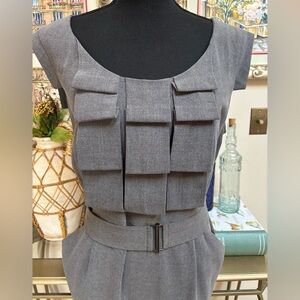 SANDRA DARREN Gray Classic Midi Sheath Dress Size 14W Tailored Vintage-Style